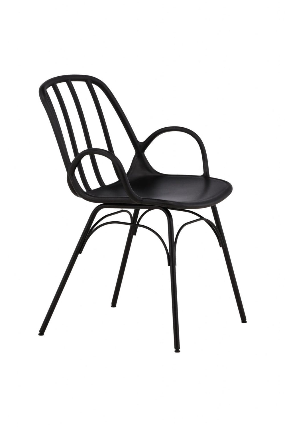 Dyrön Dining Chair Set of 2, Black – Modern Plastic Chairs with Steel Legs