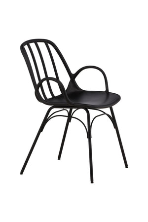 Dyrön Dining Chair Set of 2, Black – Modern Plastic Chairs with Steel Legs