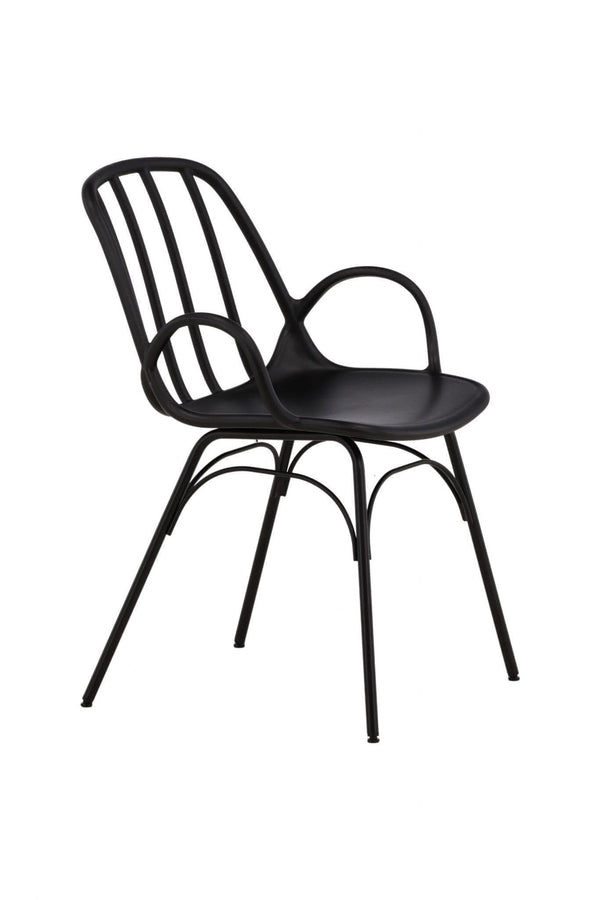 Dyrön Dining Chair Set of 2, Black – Modern Plastic Chairs with Steel Legs
