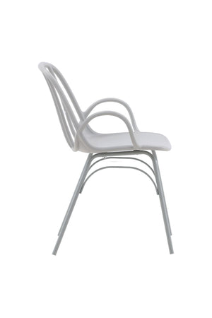 Dyrön Dining Chair Set of 2, Light Grey | Modern Plastic Chairs with Steel Legs