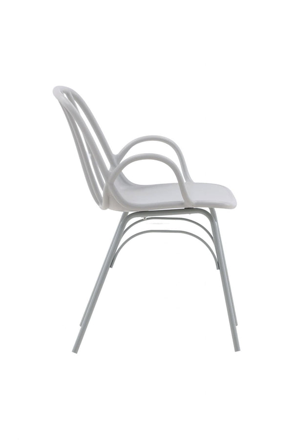Dyrön Dining Chair Set of 2, Light Grey | Modern Plastic Chairs with Steel Legs