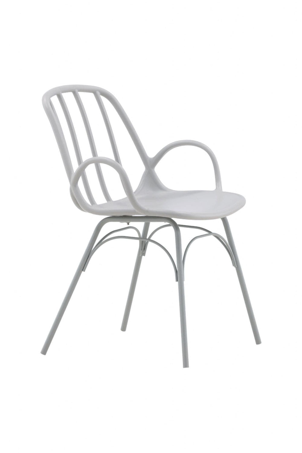 Dyrön Dining Chair Set of 2, Light Grey | Modern Plastic Chairs with Steel Legs