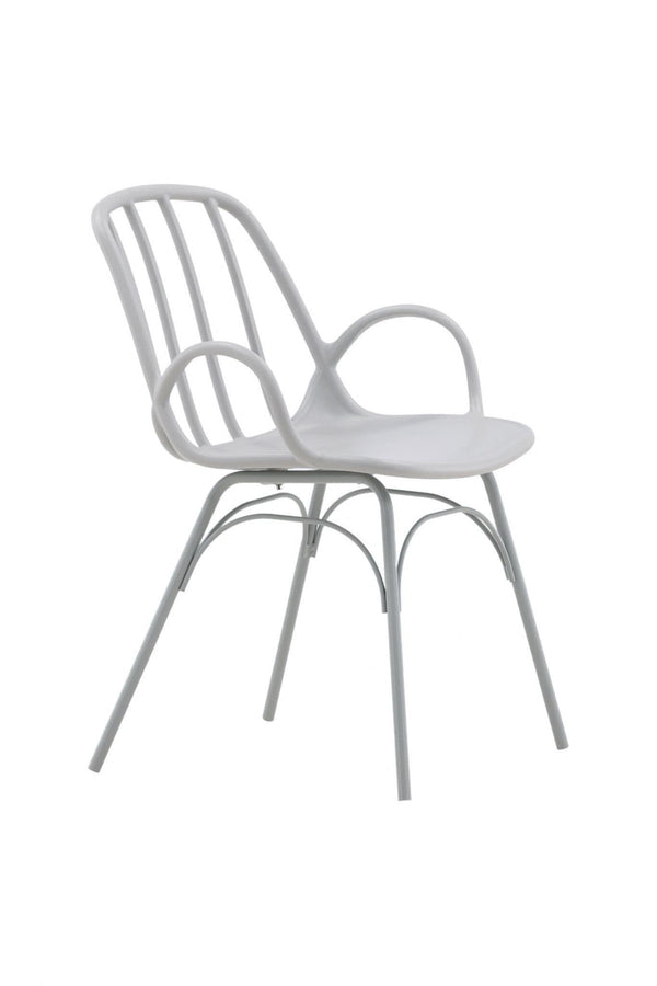 Dyrön Dining Chair Set of 2, Light Grey | Modern Plastic Chairs with Steel Legs