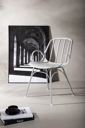 Dyrön Dining Chair Set of 2, Light Grey | Modern Plastic Chairs with Steel Legs