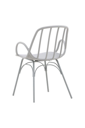Dyrön Dining Chair Set of 2, Light Grey | Modern Plastic Chairs with Steel Legs