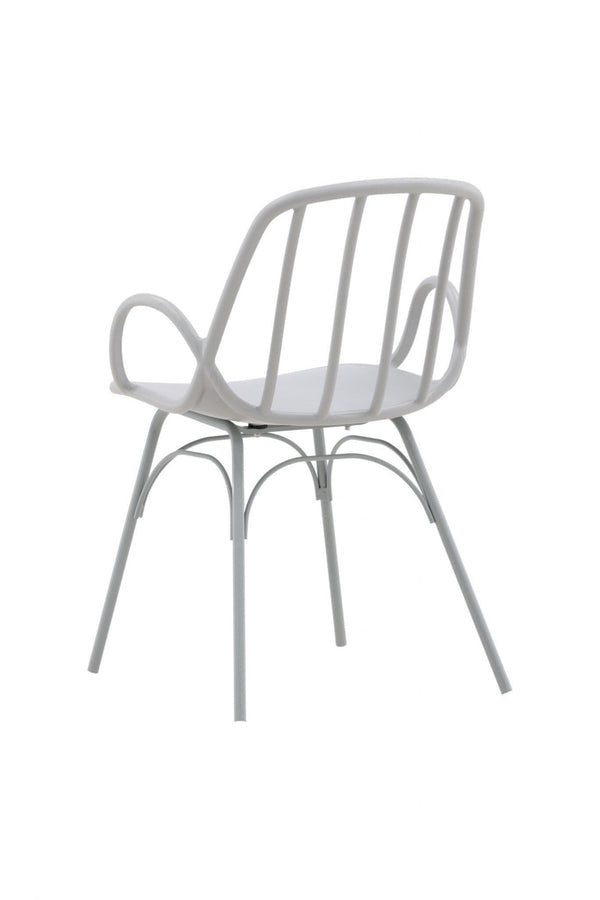 Dyrön Dining Chair Set of 2, Light Grey | Modern Plastic Chairs with Steel Legs