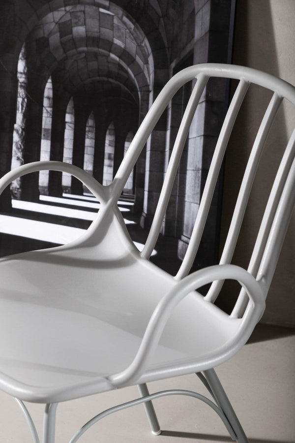 Dyrön Dining Chair Set of 2, Light Grey | Modern Plastic Chairs with Steel Legs