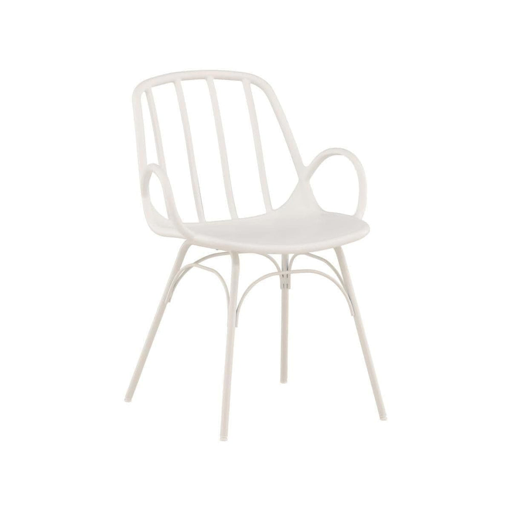 Dyrön Dining Chair Set of 2, White | Modern Plastic Chairs with Steel Legs