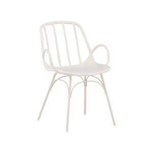 Dyrön Dining Chair Set of 2, White | Modern Plastic Chairs with Steel Legs