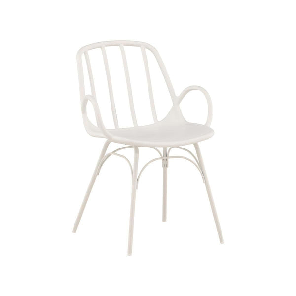 Dyrön Dining Chair Set of 2, White | Modern Plastic Chairs with Steel Legs