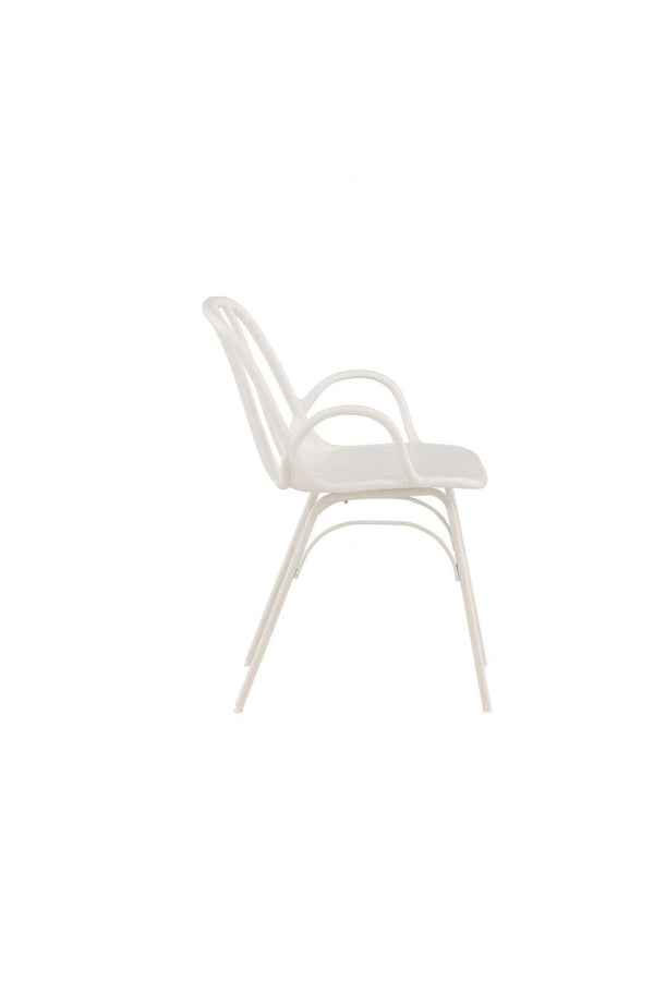 Dyrön Dining Chair Set of 2, White | Modern Plastic Chairs with Steel Legs
