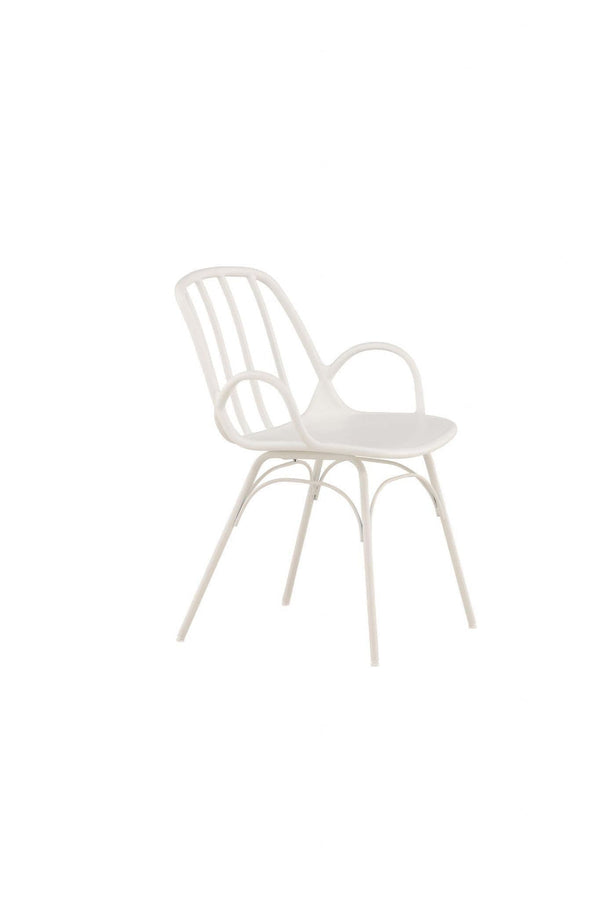 Dyrön Dining Chair Set of 2, White | Modern Plastic Chairs with Steel Legs