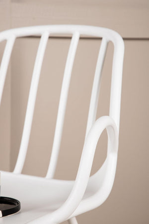 Dyrön Dining Chair Set of 2, White | Modern Plastic Chairs with Steel Legs
