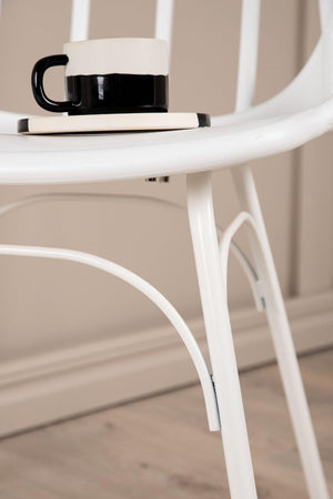 Dyrön Dining Chair Set of 2, White | Modern Plastic Chairs with Steel Legs