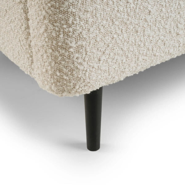 Eden Ivory Bouclé Upholstered Bed Frame with Curved Headboard & Black Legs - Sleek Furniture