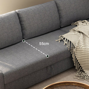 Edwards Three Seater Corner Sofa Bed with Storage, Linen Upholstered Pull-Out Sofa Bed with Chaise, Grey Corner Sleeper Sofa for Living Room or Guest Room - Sleek Furniture