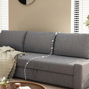 Edwards Three Seater Corner Sofa Bed with Storage, Linen Upholstered Pull-Out Sofa Bed with Chaise, Grey Corner Sleeper Sofa for Living Room or Guest Room - Sleek Furniture