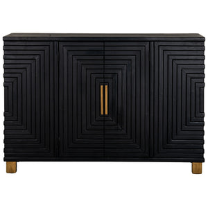 Lennox Black 2 Door Sideboard – Modern Wood Storage Cabinet with Noir Finish & Gold Accents - My Store