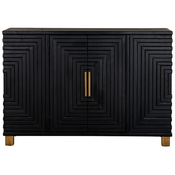 Lennox Black 2 Door Sideboard – Modern Wood Storage Cabinet with Noir Finish & Gold Accents - My Store
