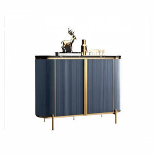 Elec Modern Sideboard Cabinet – Green with Gold Accents, Sintered Stone Top & Painted Steel Frame Storage Unit for Living & Dining Room - Sleek Furniture