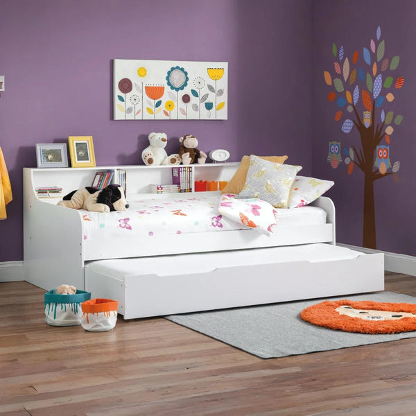 Ellie White Underbed Storage Drawer & Single Trundle Bed – Multi-Functional Pull-Out Drawer for UK Single Mattress - Sleek Furniture