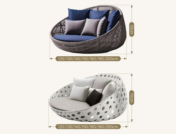 Elysia Rattan Round Outdoor Daybed with Cushions, Garden Sofa Day Bed, Waterproof Patio Lounge Bed, Modern Circular Outdoor Seating for Garden, Terrace & Balcony - Sleek Furniture