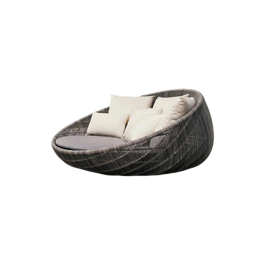 Elysia Rattan Round Outdoor Daybed with Cushions, Garden Sofa Day Bed, Waterproof Patio Lounge Bed, Modern Circular Outdoor Seating for Garden, Terrace & Balcony - Sleek Furniture