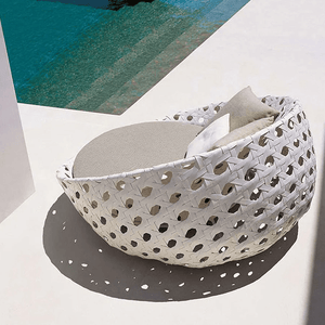 Elysia Rattan Round Outdoor Daybed with Cushions, Garden Sofa Day Bed, Waterproof Patio Lounge Bed, Modern Circular Outdoor Seating for Garden, Terrace & Balcony - Sleek Furniture