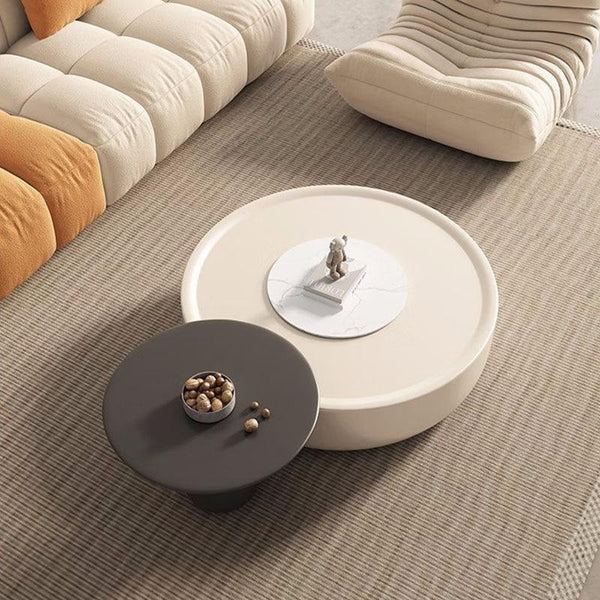 Eudora Modern Nesting Coffee Table Set with Matching TV Stand – Contemporary MDF Living Room Furniture Set in Cream and Grey Finish - Sleek Furniture