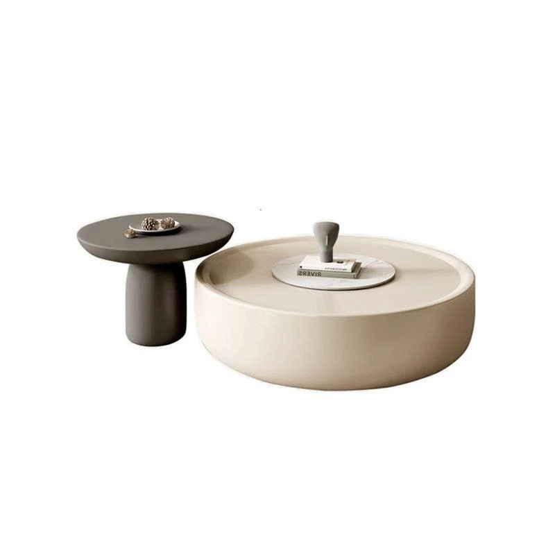 Eudora Modern Nesting Coffee Table Set with Matching TV Stand – Contemporary MDF Living Room Furniture Set in Cream and Grey Finish - Sleek Furniture