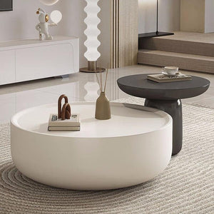Eudora Modern Nesting Coffee Table Set with Matching TV Stand – Contemporary MDF Living Room Furniture Set in Cream and Grey Finish - Sleek Furniture