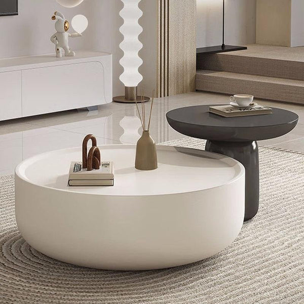 Eudora Modern Nesting Coffee Table Set with Matching TV Stand – Contemporary MDF Living Room Furniture Set in Cream and Grey Finish - Sleek Furniture