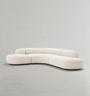 Eulalia Cream Boucle Curve 3 Seater Corner Sofa – Modern Curved Design Upholstered Lounge Sofa with High Density Foam, Contemporary Living Room Seating - Sleek Furniture