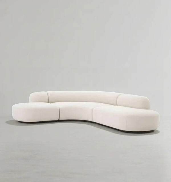 Eulalia Cream Boucle Curve 3 Seater Corner Sofa – Modern Curved Design Upholstered Lounge Sofa with High Density Foam, Contemporary Living Room Seating - Sleek Furniture