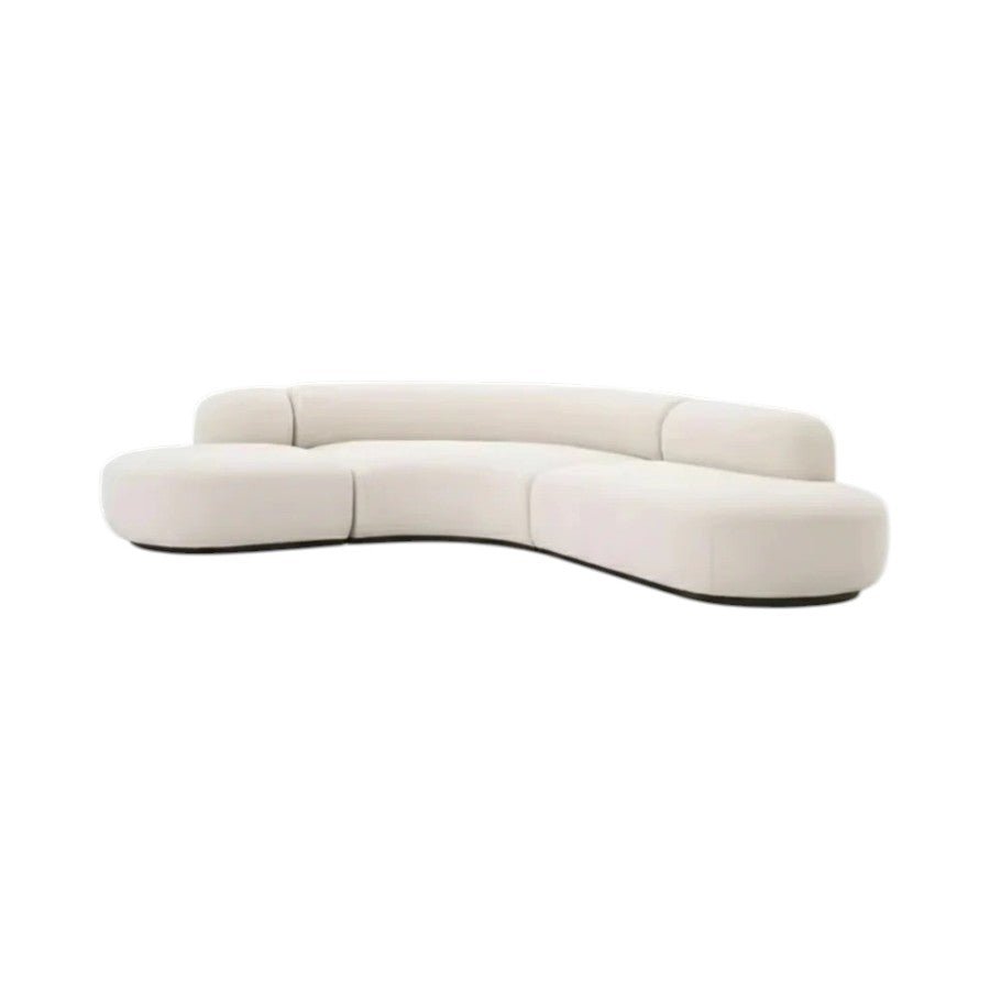 Eulalia Cream Boucle Curve 3 Seater Corner Sofa – Modern Curved Design Upholstered Lounge Sofa with High Density Foam, Contemporary Living Room Seating - Sleek Furniture