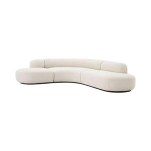 Eulalia Cream Boucle Curve 3 Seater Corner Sofa – Modern Curved Design Upholstered Lounge Sofa with High Density Foam, Contemporary Living Room Seating - Sleek Furniture