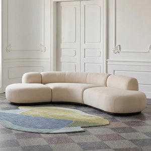 Eulalia Cream Boucle Curve 3 Seater Corner Sofa – Modern Curved Design Upholstered Lounge Sofa with High Density Foam, Contemporary Living Room Seating - Sleek Furniture