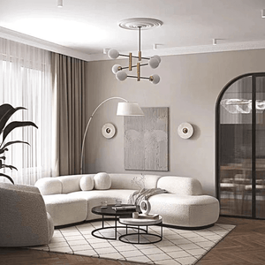 Eulalia Cream Boucle Curve 3 Seater Corner Sofa – Modern Curved Design Upholstered Lounge Sofa with High Density Foam, Contemporary Living Room Seating - Sleek Furniture