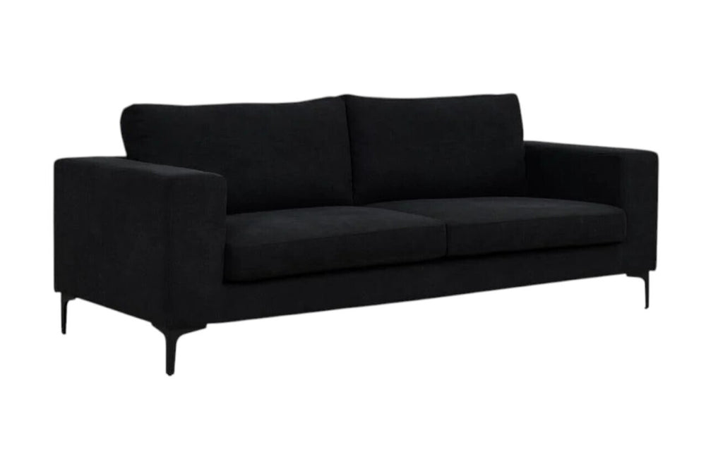 Bolero 2–3 Seater Sofa, Black Fabric | Elegant Scandinavian Design with Wide Armrests
