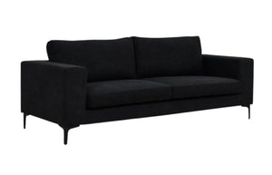 Bolero 2–3 Seater Sofa, Black Fabric | Elegant Scandinavian Design with Wide Armrests