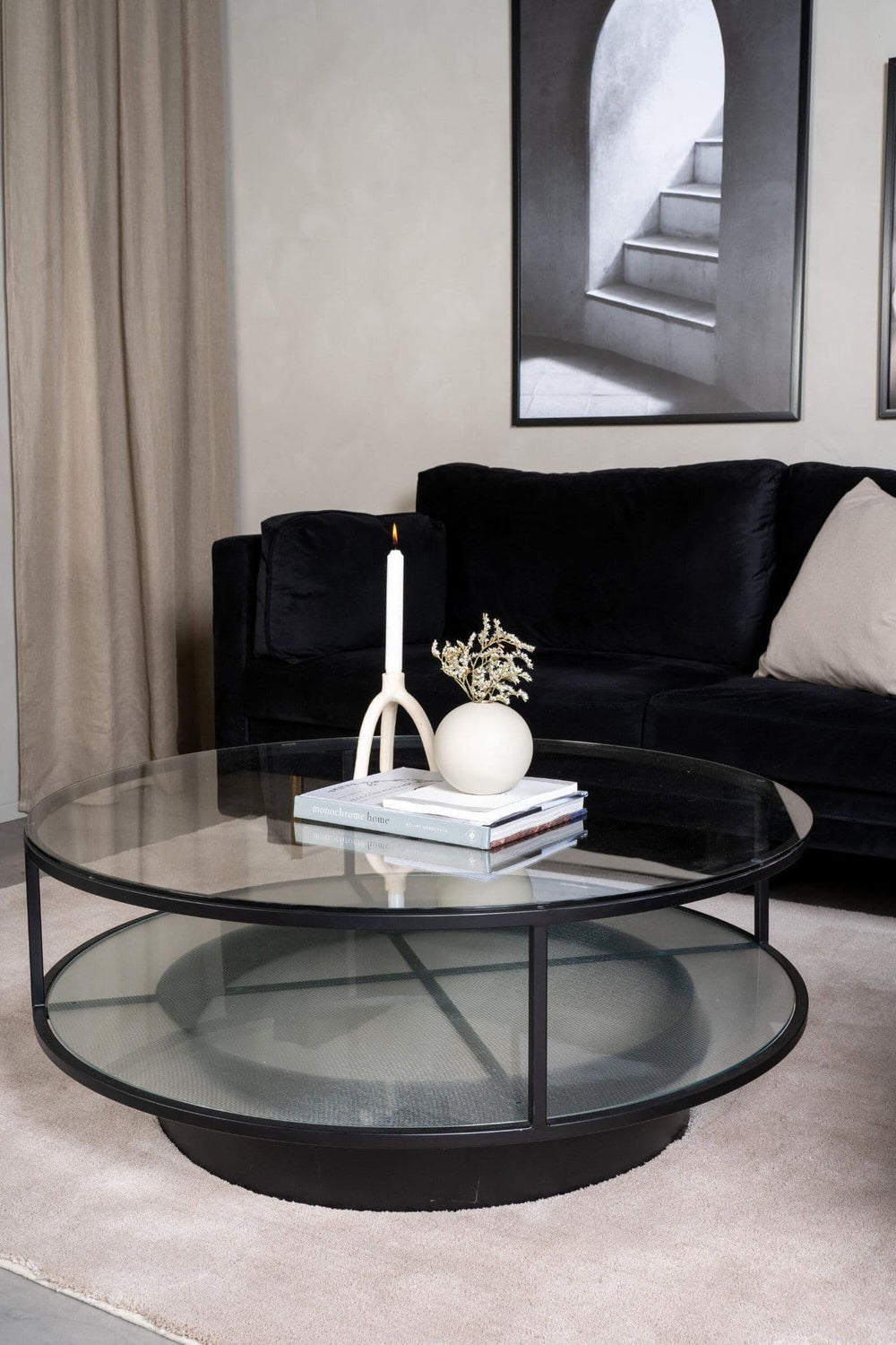 Falsterbo Round Sofa Table | Black, Modern Minimalist Design