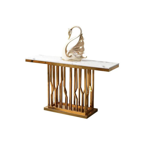 Farley Console Table | Contemporary Marble & Metal Hallway Table | Modern Black & White Entryway Sofa Table | Minimalist Luxury Display Table for Living Room & Corridor - Sleek Furniture