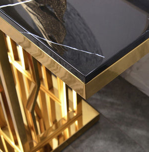 Farley Console Table | Contemporary Marble & Metal Hallway Table | Modern Black & White Entryway Sofa Table | Minimalist Luxury Display Table for Living Room & Corridor - Sleek Furniture