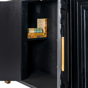 Lennox Black 2 Door Sideboard – Modern Wood Storage Cabinet with Noir Finish & Gold Accents - My Store