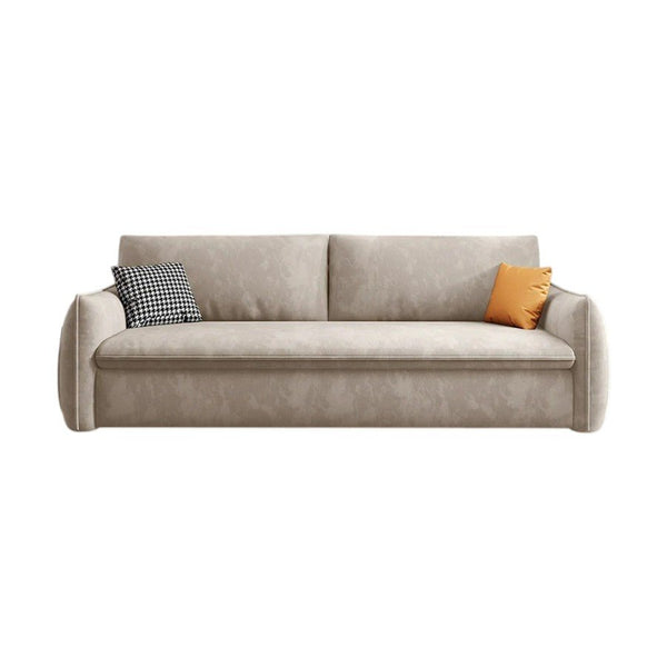 Fernandez Suede Sofa Bed with Storage – 2 Seater / 3 Seater Convertible Sofa Sleeper with High Density Foam and Steel Frame – Milk Tea - Sleek Furniture