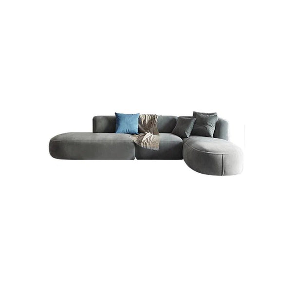 FIN 4-Seater Corner Sofa | Grey Velvet L-Shaped Modern Sofa | Contemporary Living Room Couch | Comfortable Family Sofa Set - Sleek Furniture