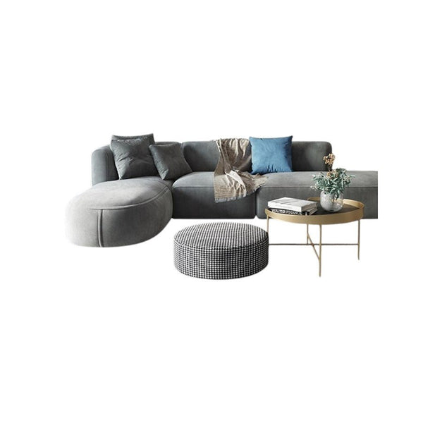 FIN 4-Seater Corner Sofa | Grey Velvet L-Shaped Modern Sofa | Contemporary Living Room Couch | Comfortable Family Sofa Set - Sleek Furniture