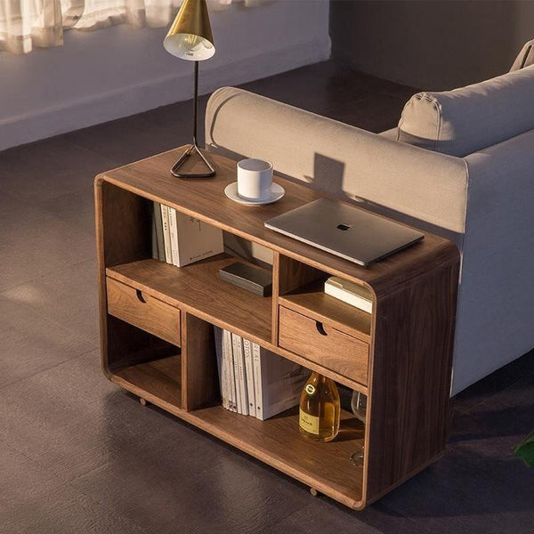 Franco Oak Side Table with Storage – Modern Ash Wood Side Unit with LED Dressing Table Mirror & Sideboard | Contemporary Bedroom Furniture - Sleek Furniture