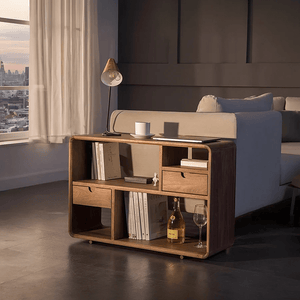 Franco Oak Side Table with Storage – Modern Ash Wood Side Unit with LED Dressing Table Mirror & Sideboard | Contemporary Bedroom Furniture - Sleek Furniture