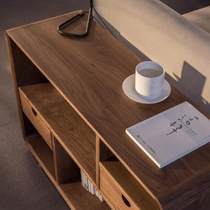 Franco Oak Side Table with Storage – Modern Ash Wood Side Unit with LED Dressing Table Mirror & Sideboard | Contemporary Bedroom Furniture - Sleek Furniture